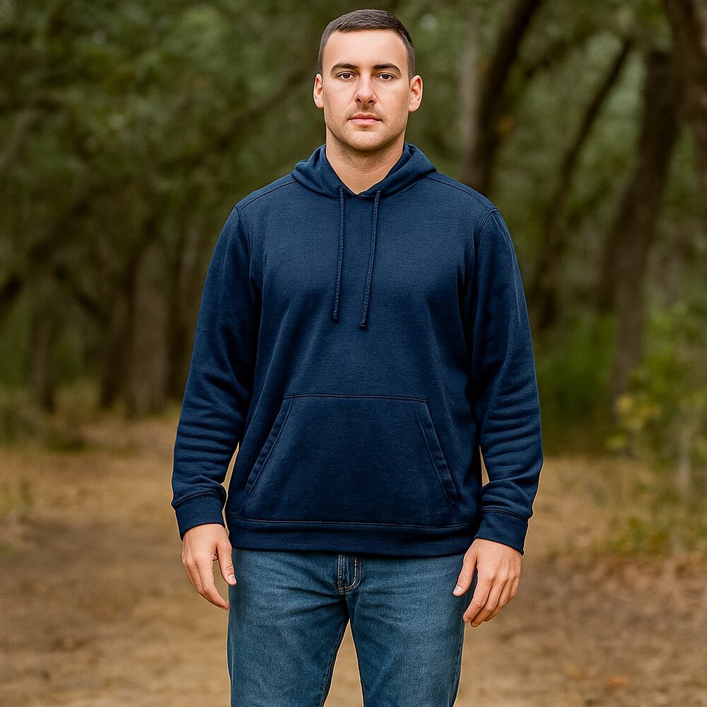 Under Armour Men L Blue Henley Fleece Lined Athletic Biker Y2K‎ Western Hoodie
